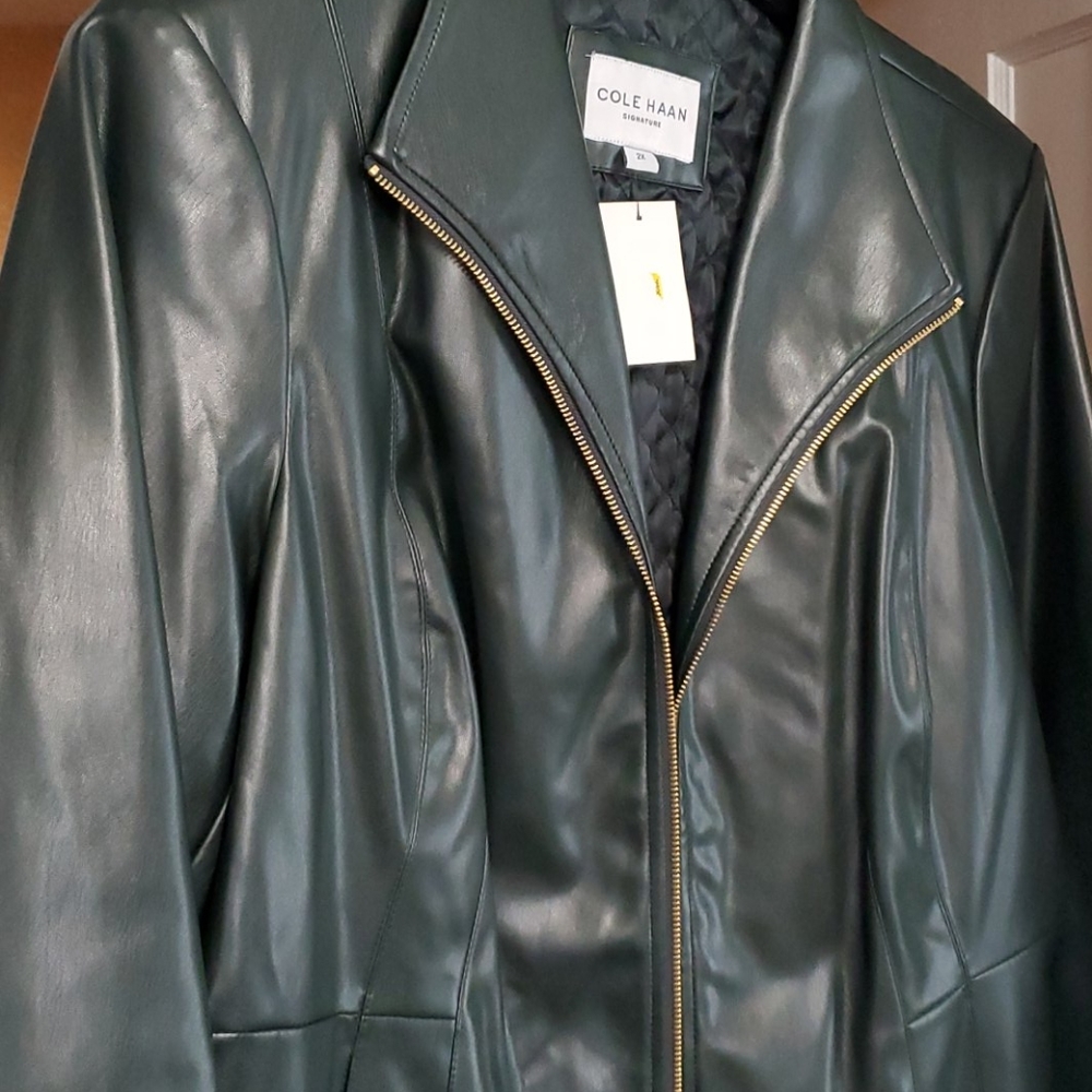 Soft Leather plus size jacket Hunter green